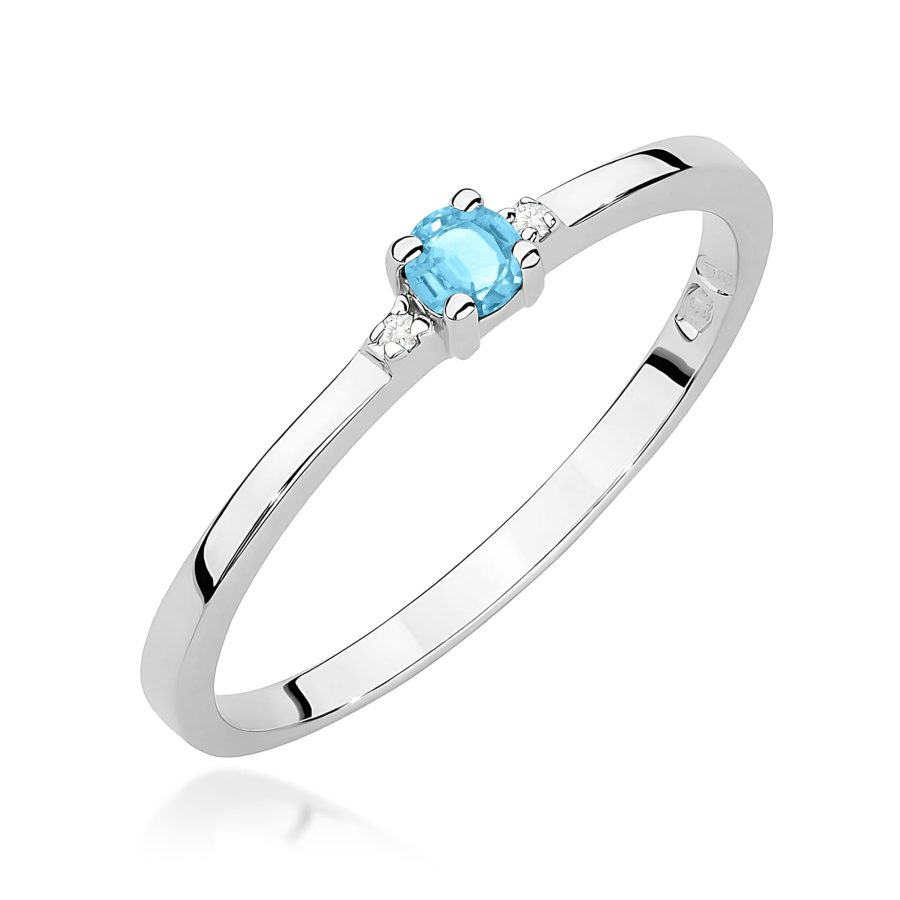 Pierścionek z kamieniem topaz swiss 0,15 ct W0464 – białe złoto próby 585 – widok produktu 1