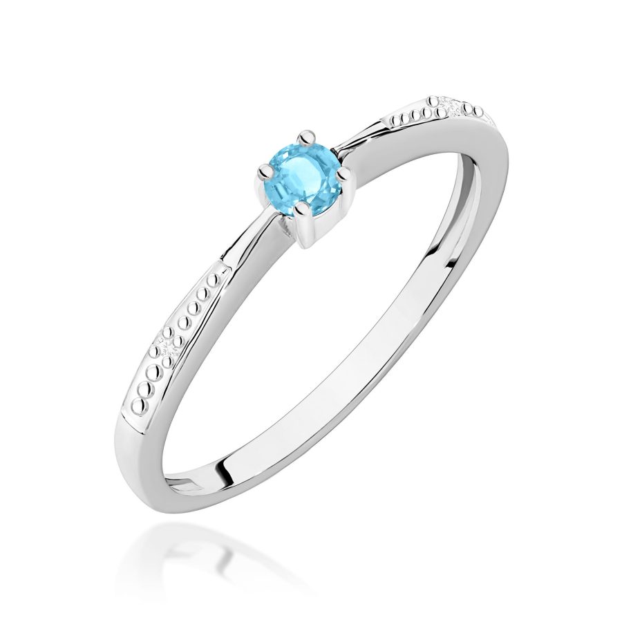 Pierścionek z kamieniem topaz swiss 0,15 ct W0465 – białe złoto próby 585 – widok produktu 1