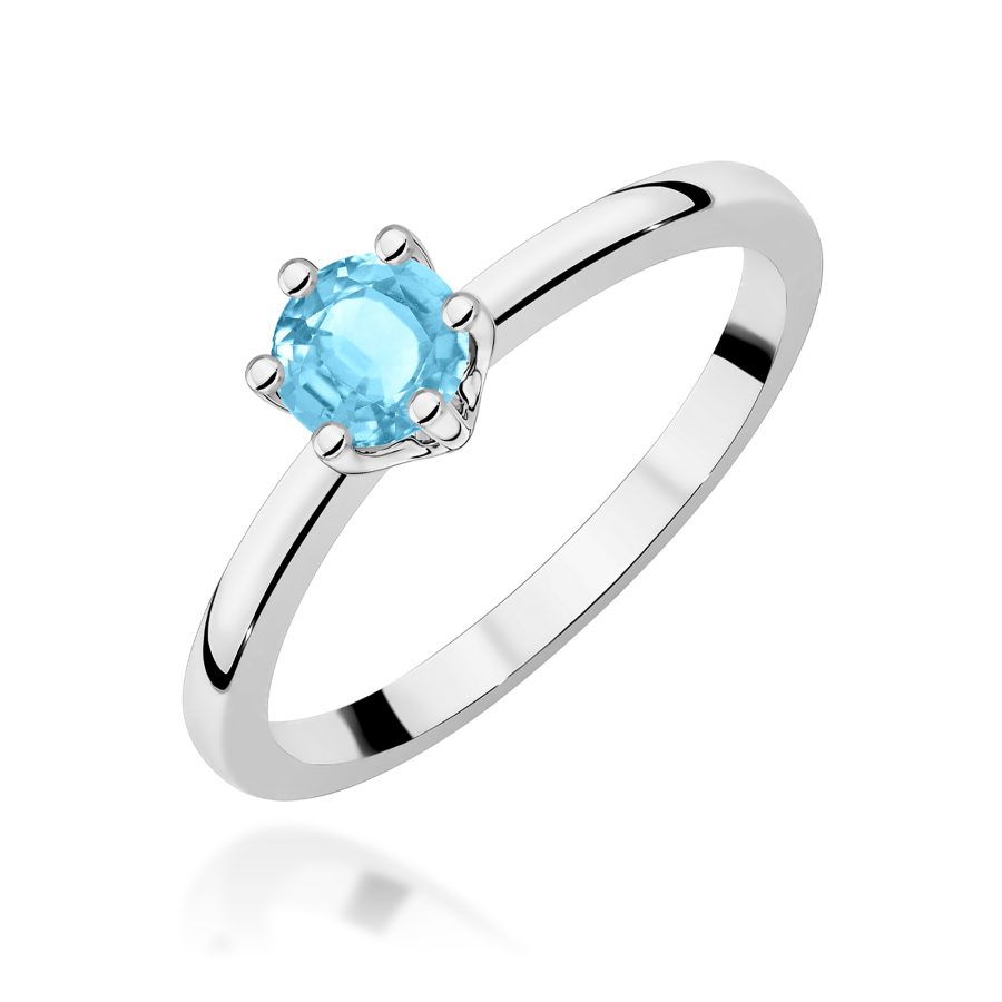 Pierścionek z kamieniem topaz swiss 0,50 ct W0563 – białe złoto próby 585 – widok produktu 1