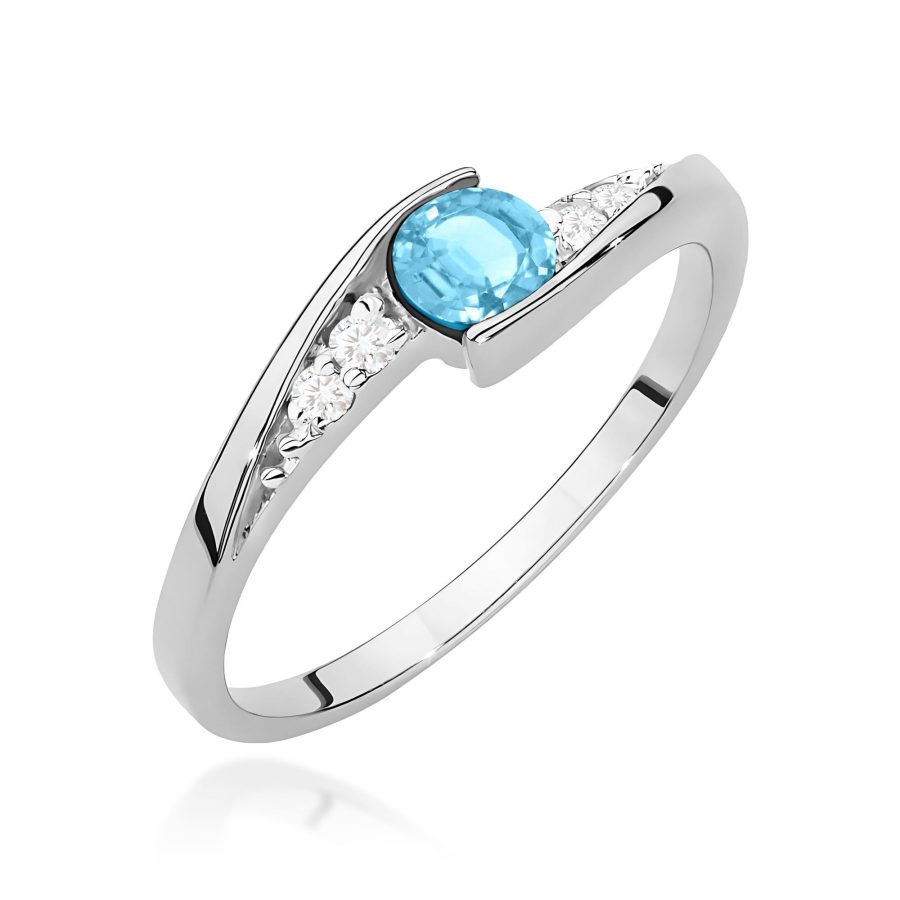 Pierścionek z kamieniem topaz swiss 0,25 ct W0618 – białe złoto próby 585 – widok produktu 1
