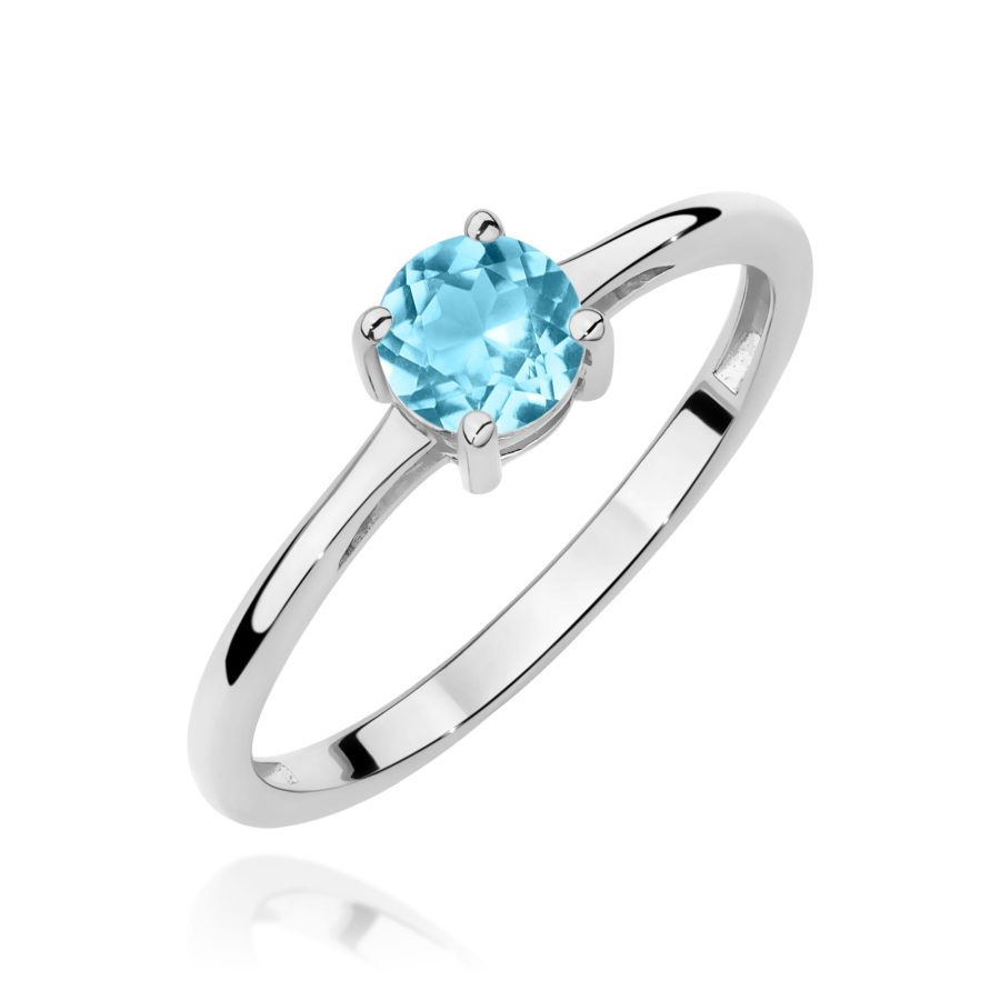 Pierścionek z kamieniem topaz swiss 0,50 ct W0656 – białe złoto próby 585 – widok produktu 1
