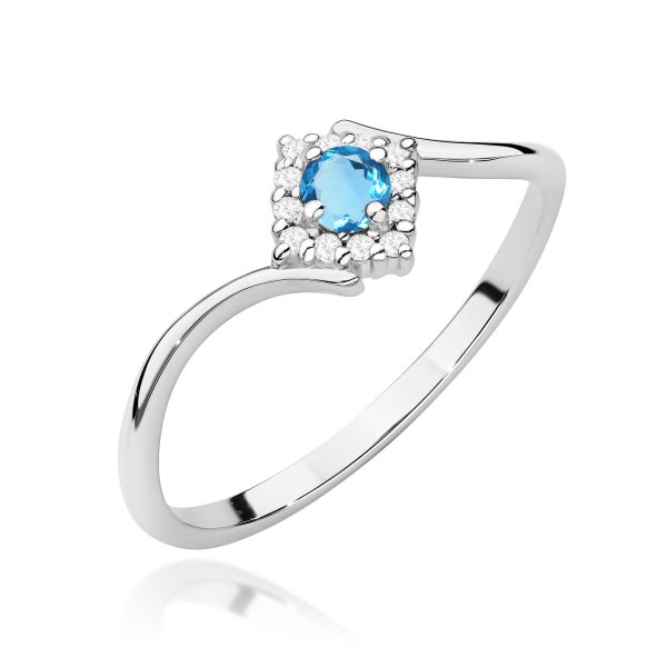 Pierścionek z kamieniem topaz swiss 0,15 ct W0702 – białe złoto próby 585 – widok produktu 1