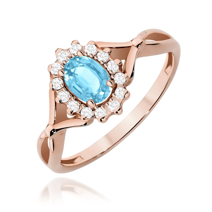 Pierścionek z kamieniem topaz swiss 0,50 ct W0182 – różowe złoto próby 585 – widok produktu 1