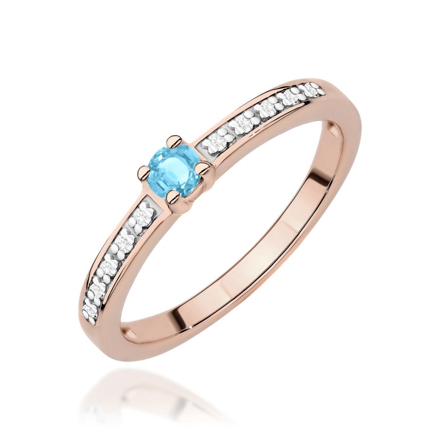 Pierścionek z kamieniem topaz swiss 0,15 ct W0288 – różowe złoto próby 585 – widok produktu 1
