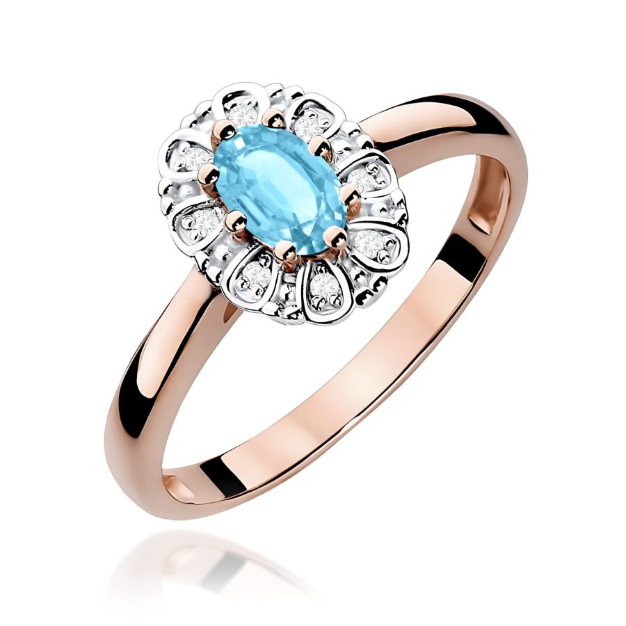 Pierścionek z kamieniem topaz swiss 0,50 ct W0304 – różowe złoto próby 585 – widok produktu 1