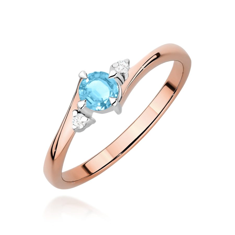 Pierścionek z kamieniem topaz swiss 0,25 ct W0346 – różowe złoto próby 585 – widok produktu 1