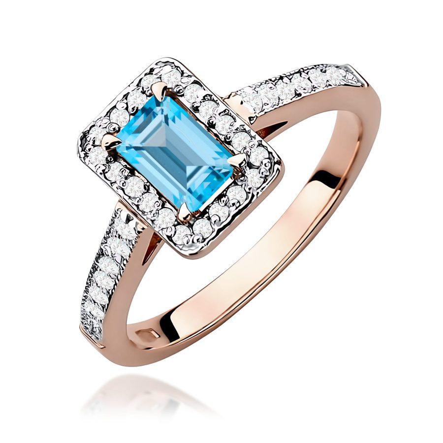 Pierścionek z kamieniem topaz swiss 0,65 ct W0422 – różowe złoto próby 585 – widok produktu 1