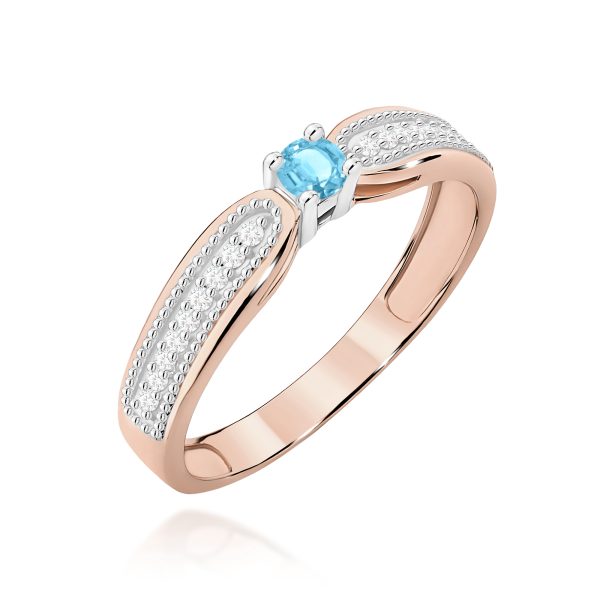 Pierścionek z kamieniem topaz swiss 0,15 ct W0449 – różowe złoto próby 585 – widok produktu 1