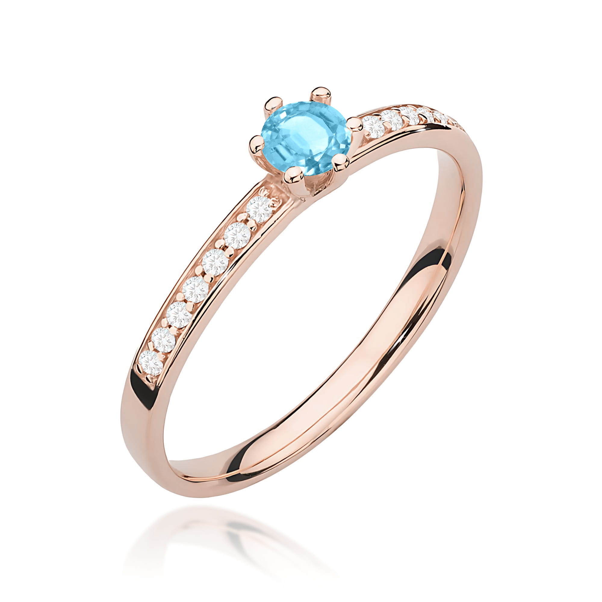 Pierścionek z kamieniem topaz swiss 0,15 ct W0459 – różowe złoto próby 585 – widok produktu 1