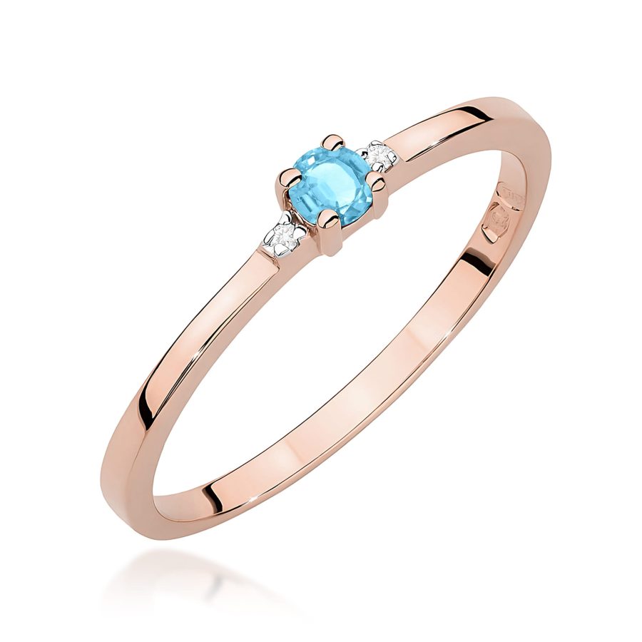 Pierścionek z kamieniem topaz swiss 0,15 ct W0464 – różowe złoto próby 585 – widok produktu 1