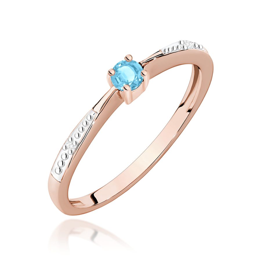 Pierścionek z kamieniem topaz swiss 0,15 ct W0465 – różowe złoto próby 585 – widok produktu 1
