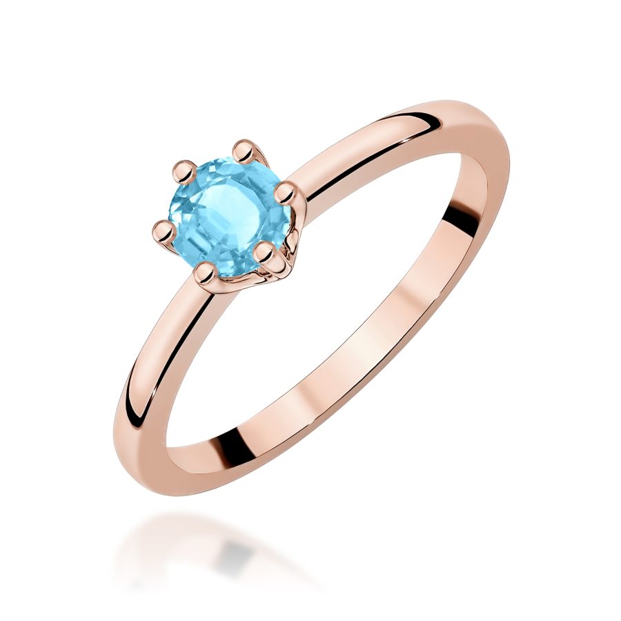 Pierścionek z kamieniem topaz swiss 0,50 ct W0563 – różowe złoto próby 585 – widok produktu 1