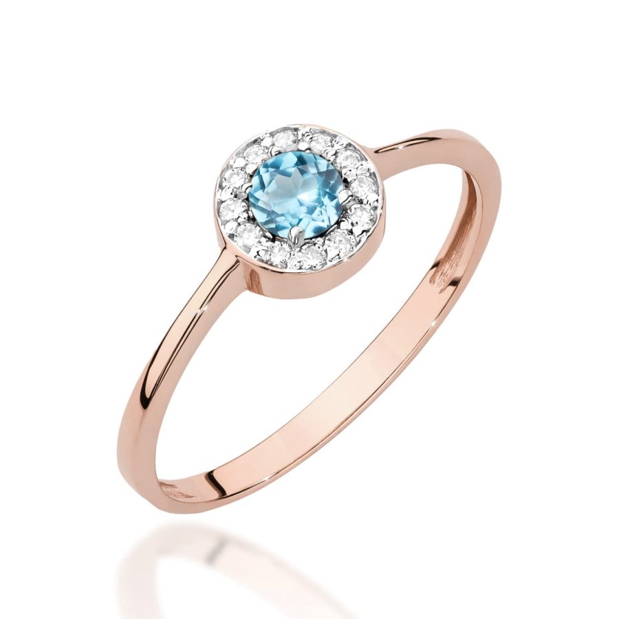 Pierścionek z kamieniem topaz swiss 0,25 ct W0616 – różowe złoto próby 585 – widok produktu 1