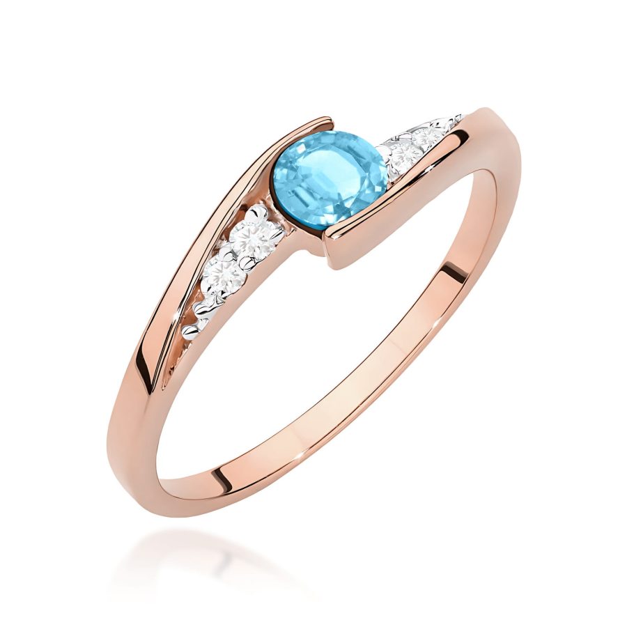 Pierścionek z kamieniem topaz swiss 0,25 ct W0618 – różowe złoto próby 585 – widok produktu 1