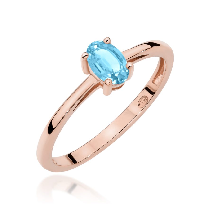 Pierścionek z kamieniem topaz swiss 0,50 ct W0685 – różowe złoto próby 585 – widok produktu 1