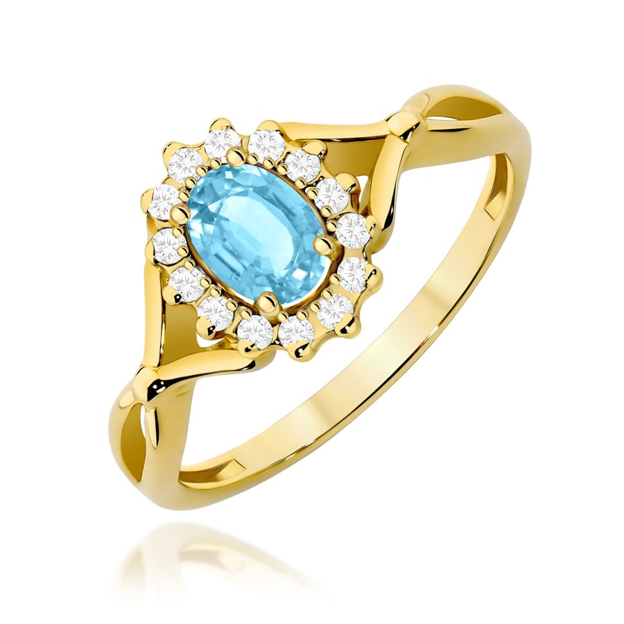 Pierścionek z kamieniem topaz swiss 0,50 ct W0182 – żółte złoto próby 585 – widok produktu 1