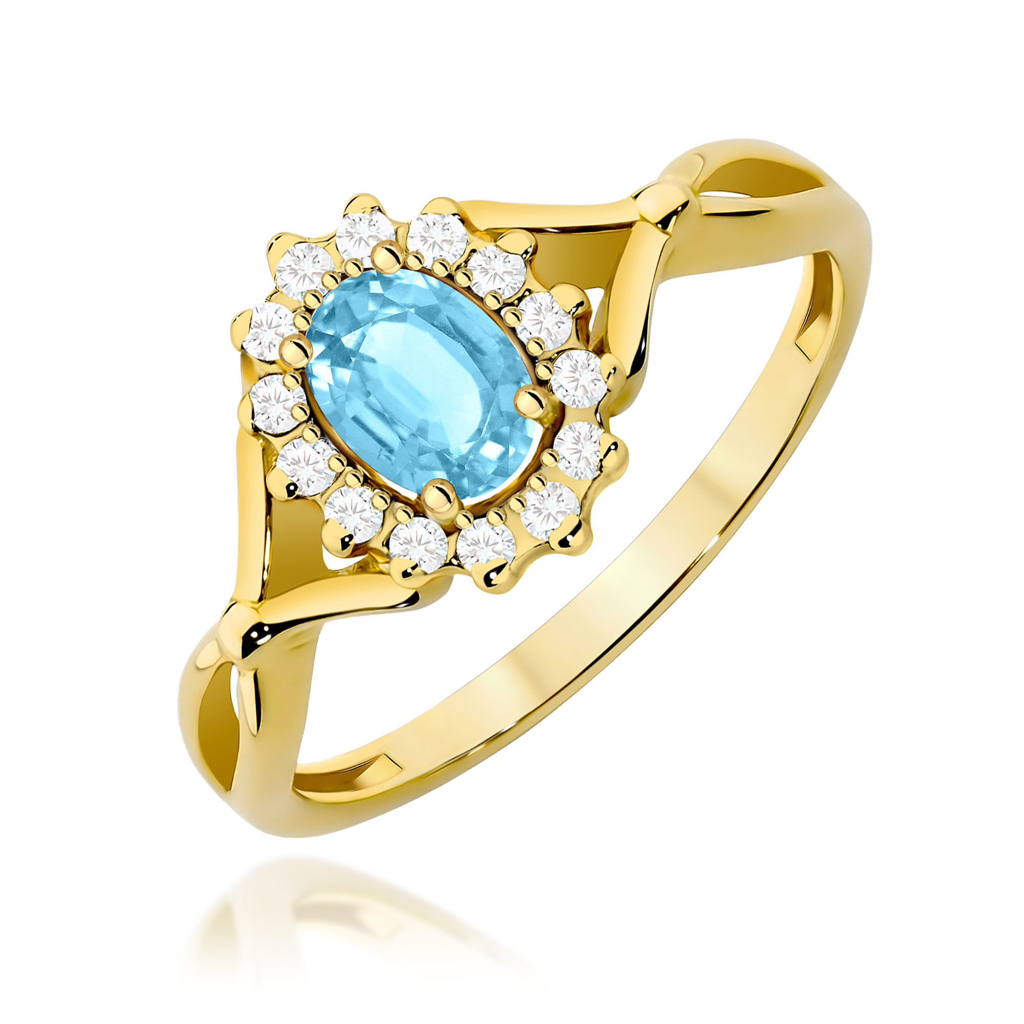 Pierścionek z kamieniem topaz swiss 0,50 ct W0182 – żółte złoto próby 585 – widok produktu 1