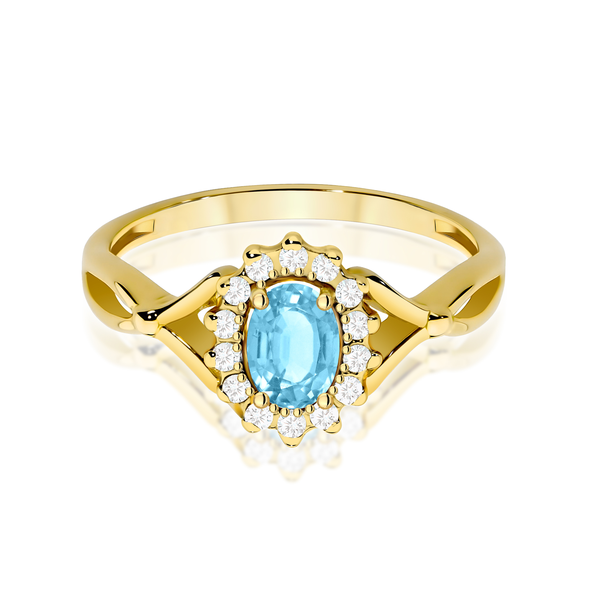 Pierścionek z kamieniem topaz swiss 0,50 ct W0182 – żółte złoto próby 585 – widok produktu 2