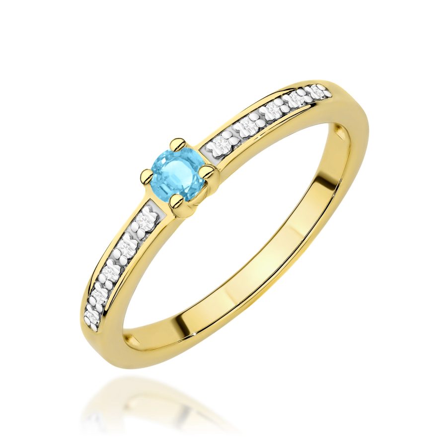 Pierścionek z kamieniem topaz swiss 0,15 ct W0288 – żółte złoto próby 585 – widok produktu 1