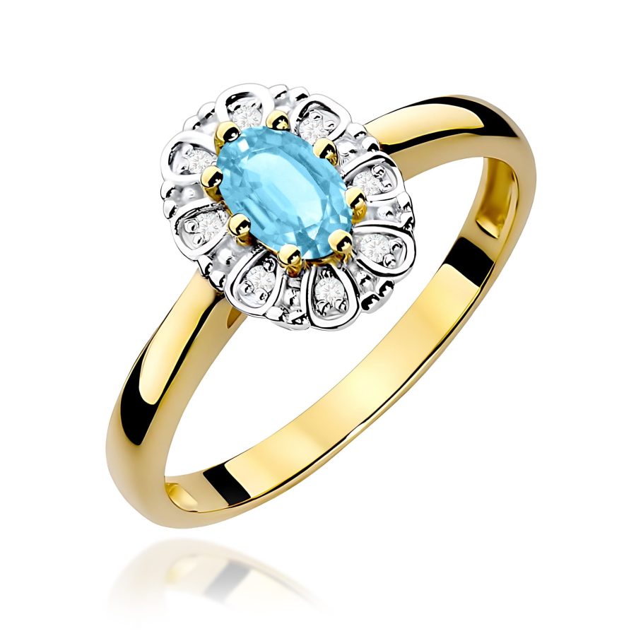 Pierścionek z kamieniem topaz swiss 0,50 ct W0304 – żółte złoto próby 585 – widok produktu 1