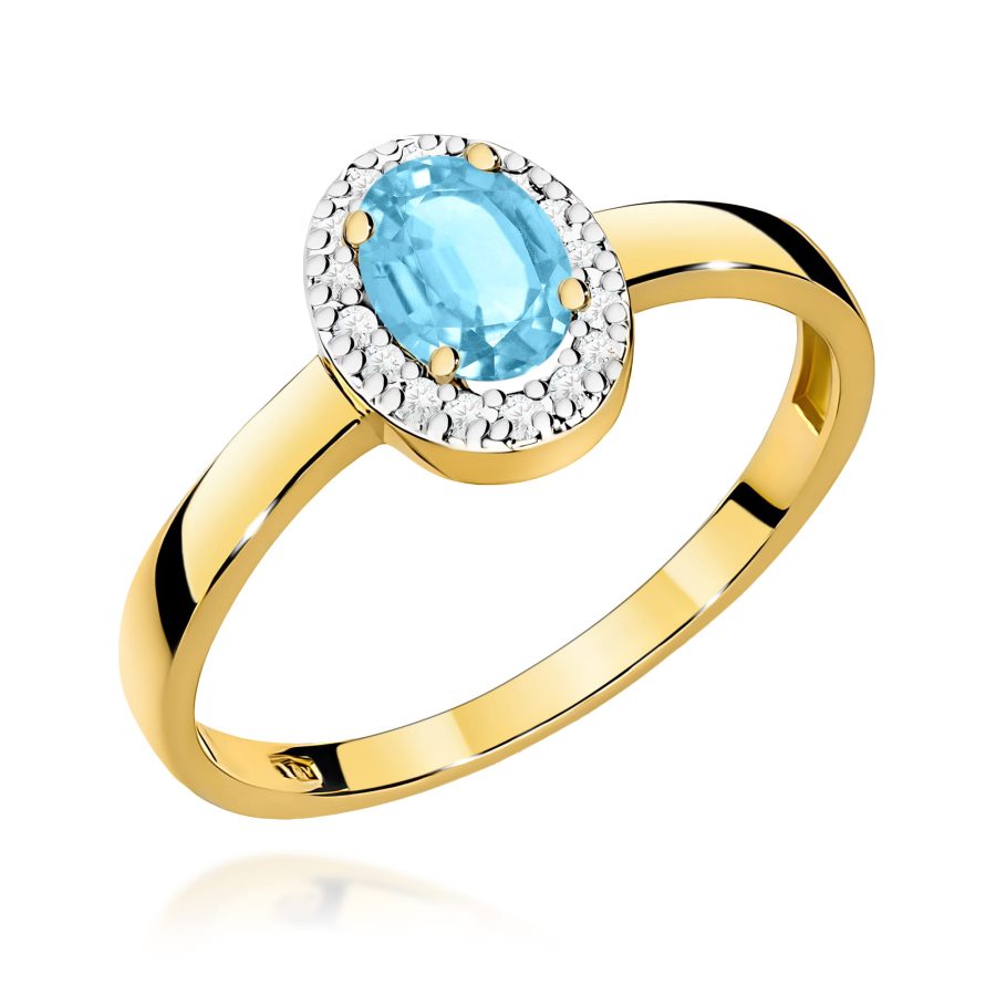 Pierścionek z kamieniem topaz swiss 0,50 ct W0330 – żółte złoto próby 585 – widok produktu 1