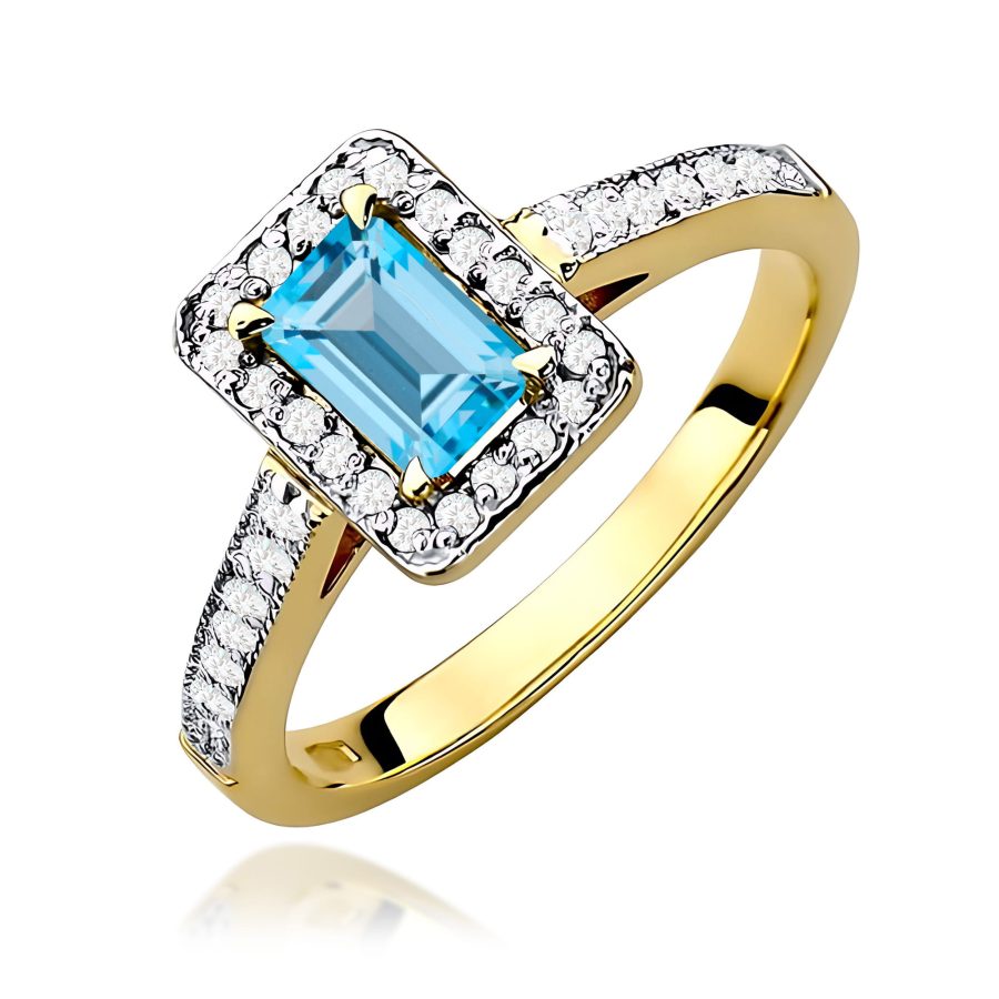 Pierścionek z kamieniem topaz swiss 0,65 ct W0422 – żółte złoto próby 585 – widok produktu 1