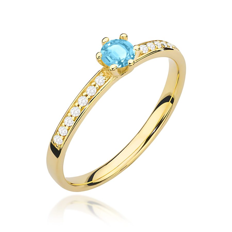 Pierścionek z kamieniem topaz swiss 0,15 ct W0459 – żółte złoto próby 585 – widok produktu 1
