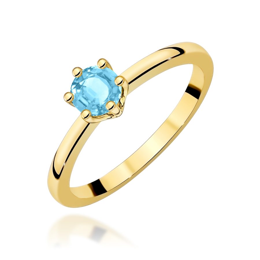 Pierścionek z kamieniem topaz swiss 0,50 ct W0563 – żółte złoto próby 585 – widok produktu 1