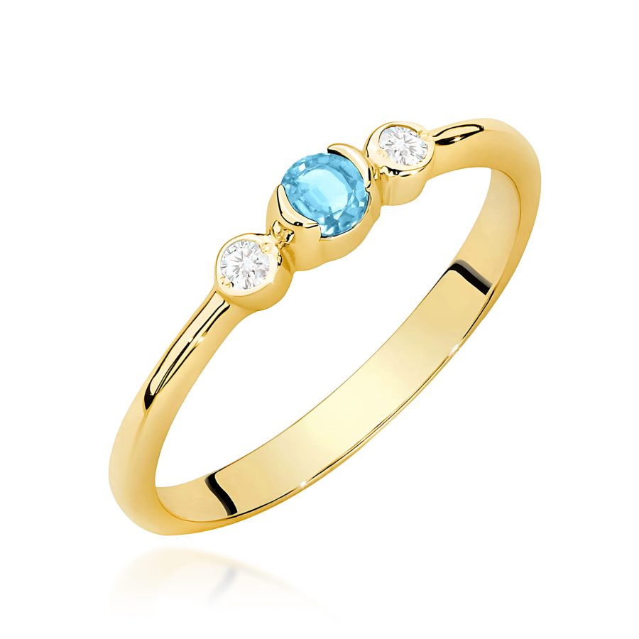 Pierścionek z kamieniem topaz swiss 0,15 ct W0620 – żółte złoto próby 585 – widok produktu 1