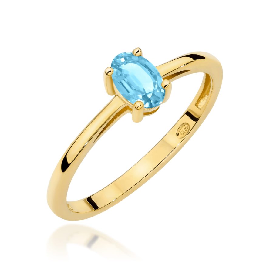 Pierścionek z kamieniem topaz swiss 0,50 ct W0685 – żółte złoto próby 585 – widok produktu 1