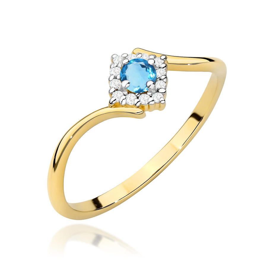 Pierścionek z kamieniem topaz swiss 0,15 ct W0702 – żółte złoto próby 585 – widok produktu 1