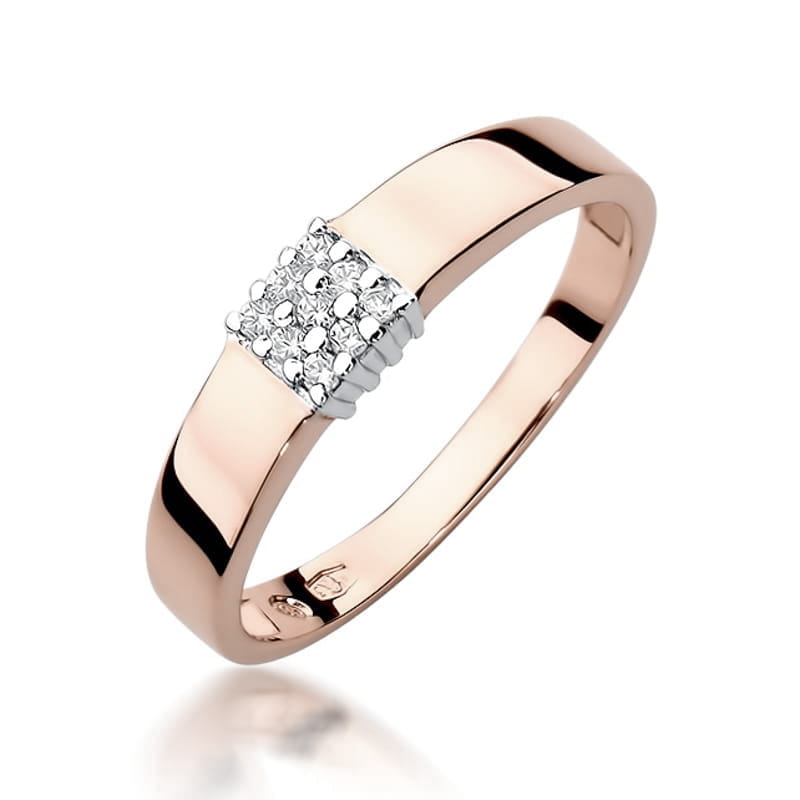 Pierścionek z diamentami 0,08 ct W0417 – różowe złoto próby 585 – widok produktu 1