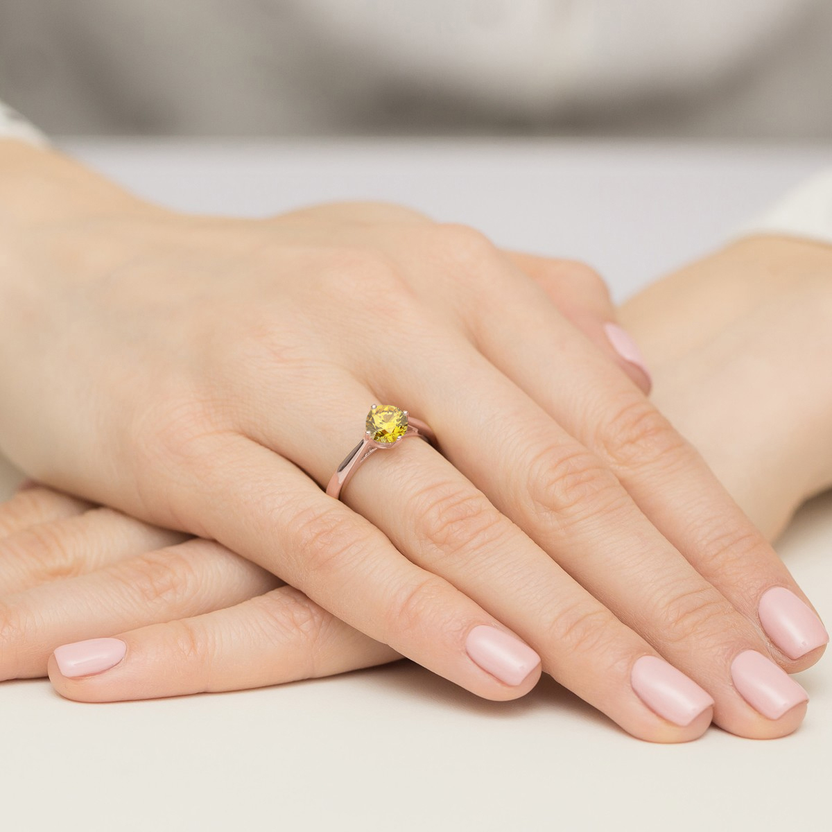 Pierścionek z kamieniem diament laboratoryjny żółty 1,00 ct W0543 – różowe złoto próby 585 – widok produktu 4