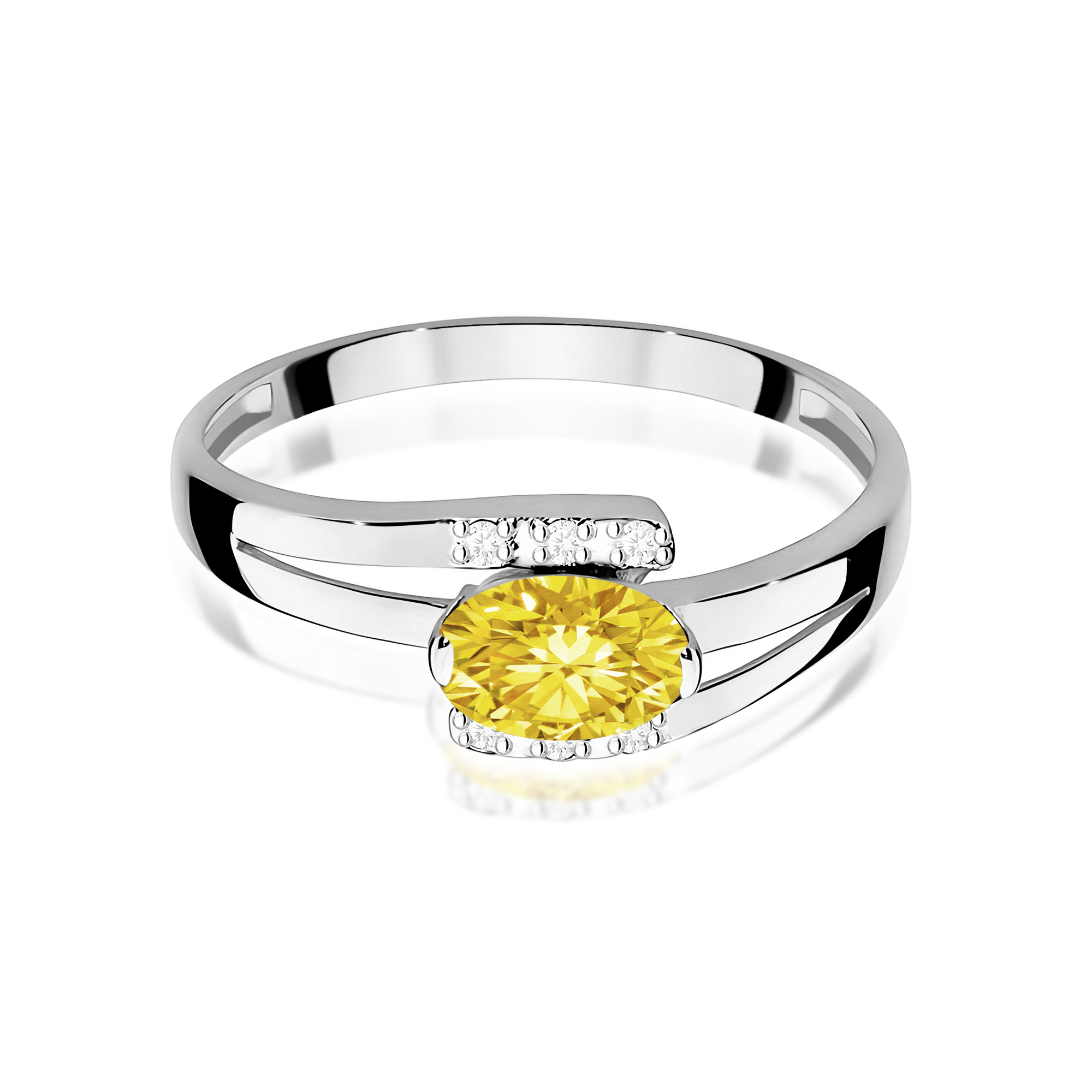 Pierścionek z kamieniem diament laboratoryjny żółty 0,50 ct W0119 – białe złoto próby 585 – widok produktu 2