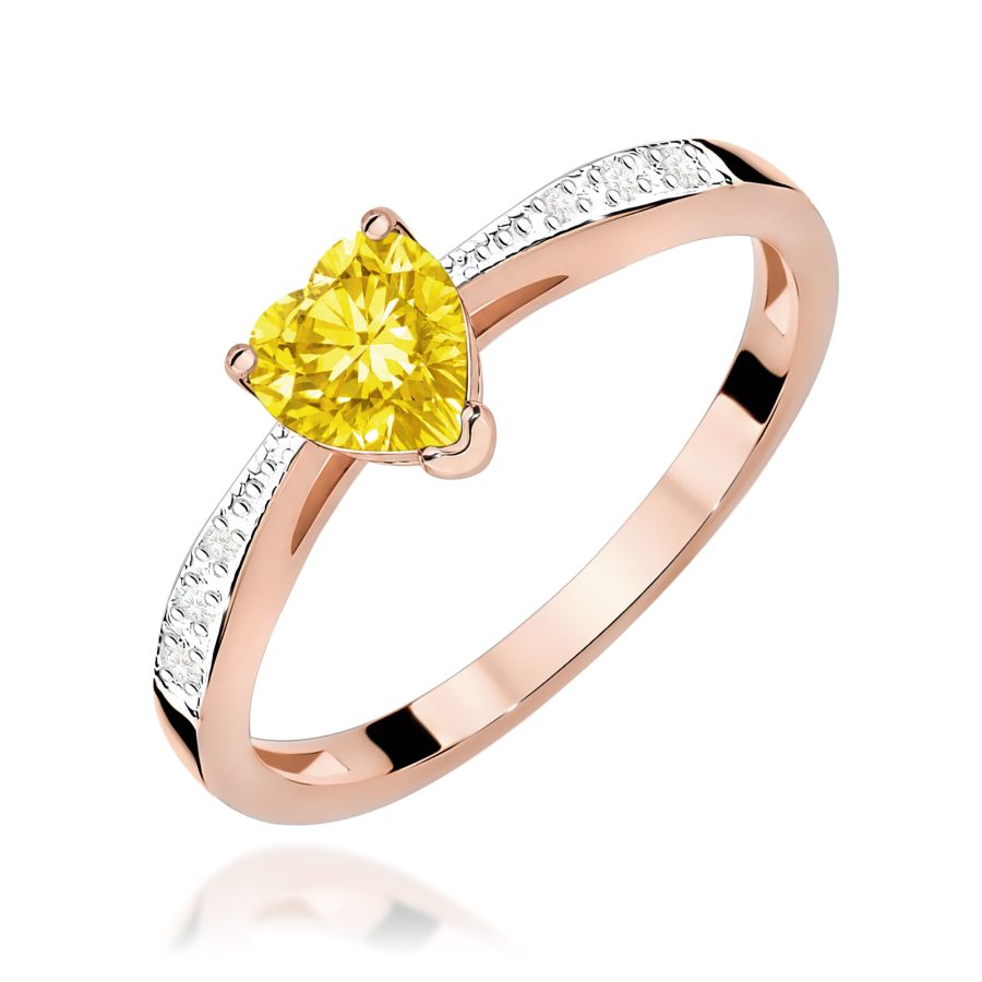 Ring with yellow diamond lab-grown and diamonds side – product image 1