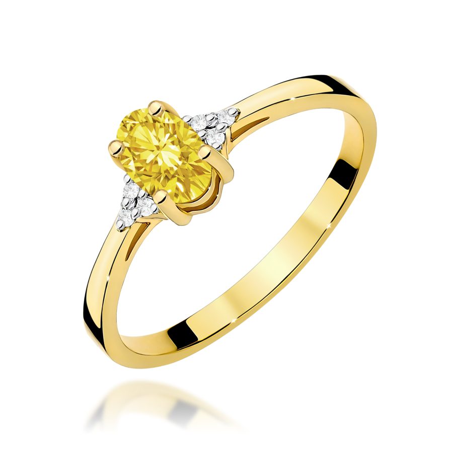 Gold ring with yellow diamond lab-grown and diamonds – product image 1