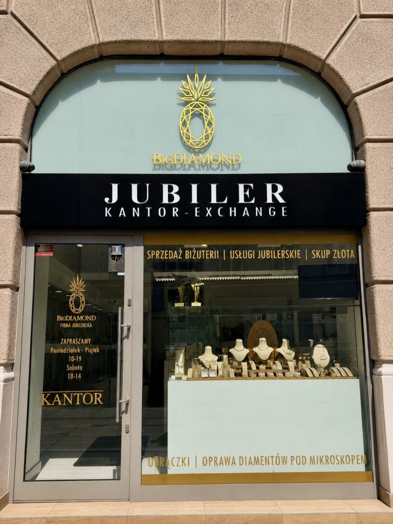 Wejście do salonu BigDIAMOND – jubilera i pracowni jubilerskiej przy ul. Starowiślnej 6/1B w Krakowie