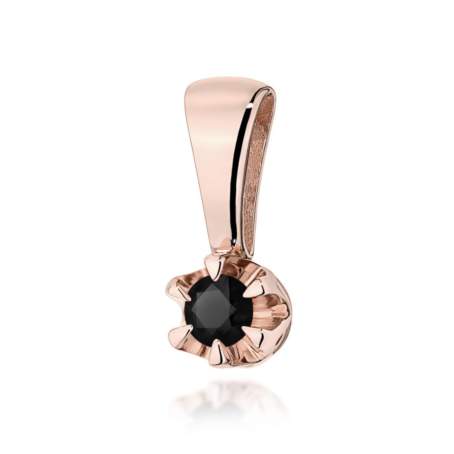Zawieszka z czarnym diamentem 0,12 ct Z0032 – różowe złoto próby 585 – widok produktu 1