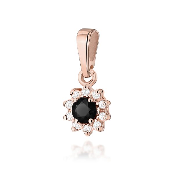 Zawieszka z czarnym diamentem 0,12 ct Z0185 – różowe złoto próby 585 – widok produktu 1