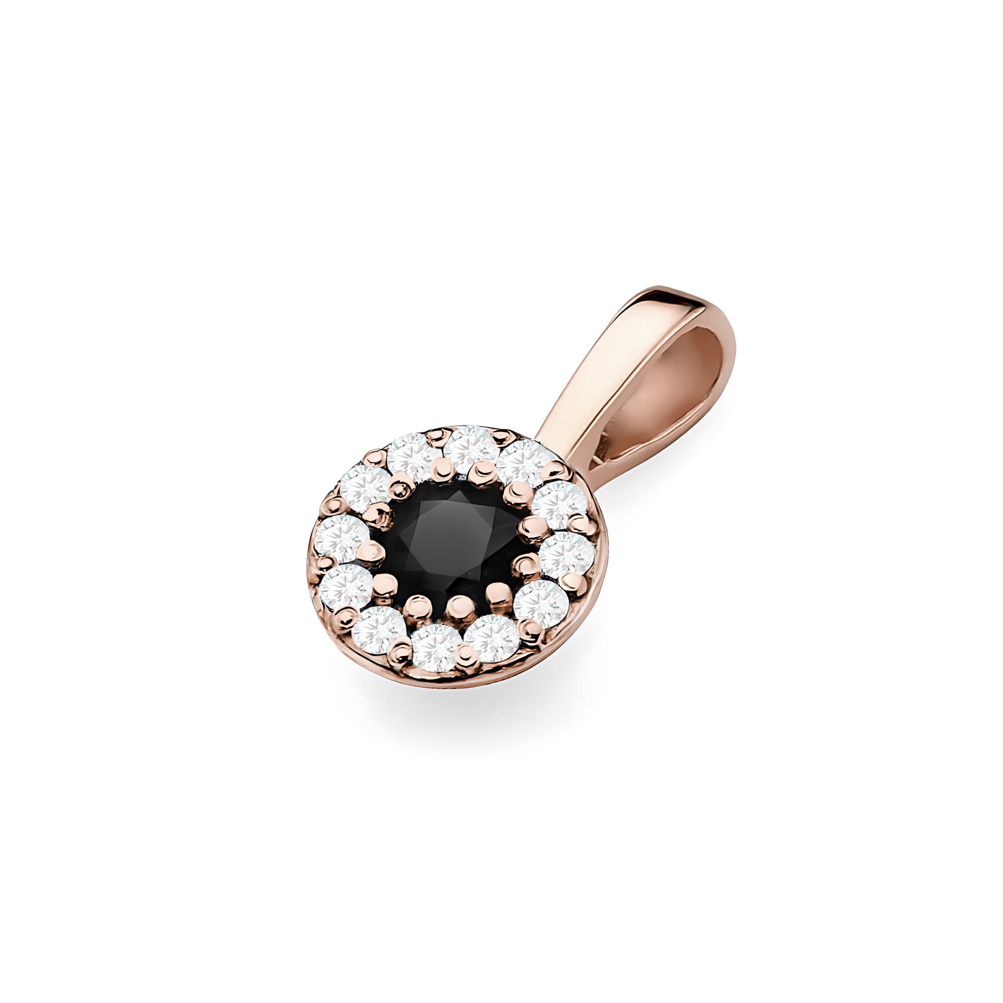 Zawieszka z czarnym diamentem 0,12 ct Z0443 – różowe złoto próby 585 – widok produktu 2