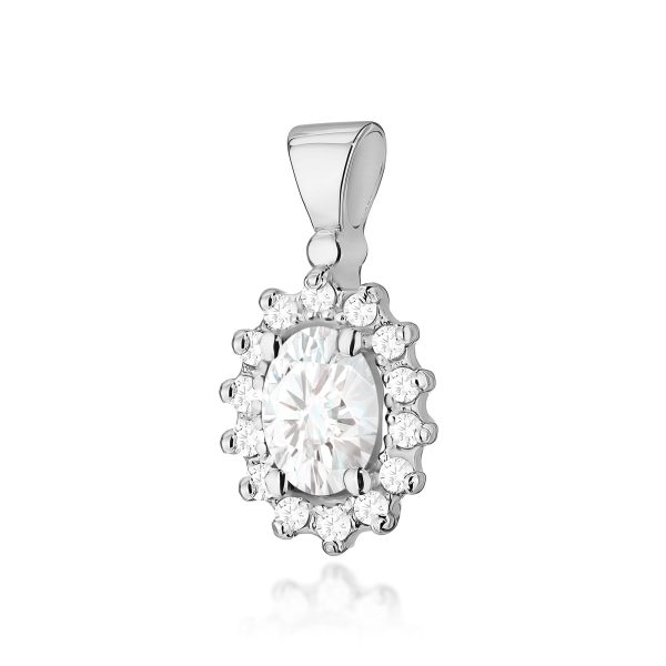 Zawieszka z kamieniem diament laboratoryjny 2 x 0,40 ct Z0182 – białe złoto próby 585 – widok produktu 1