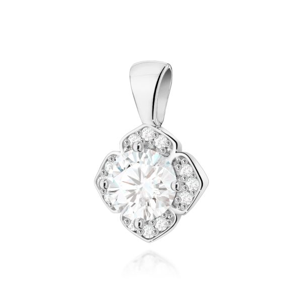 Zawieszka z kamieniem diament laboratoryjny 0,56 ct Z0571 – białe złoto próby 585 – widok produktu 1