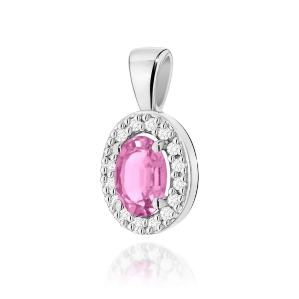 Zawieszka z kamieniem szafir różowy 0,45 ct Z0574 – białe złoto próby 585 – widok produktu 1