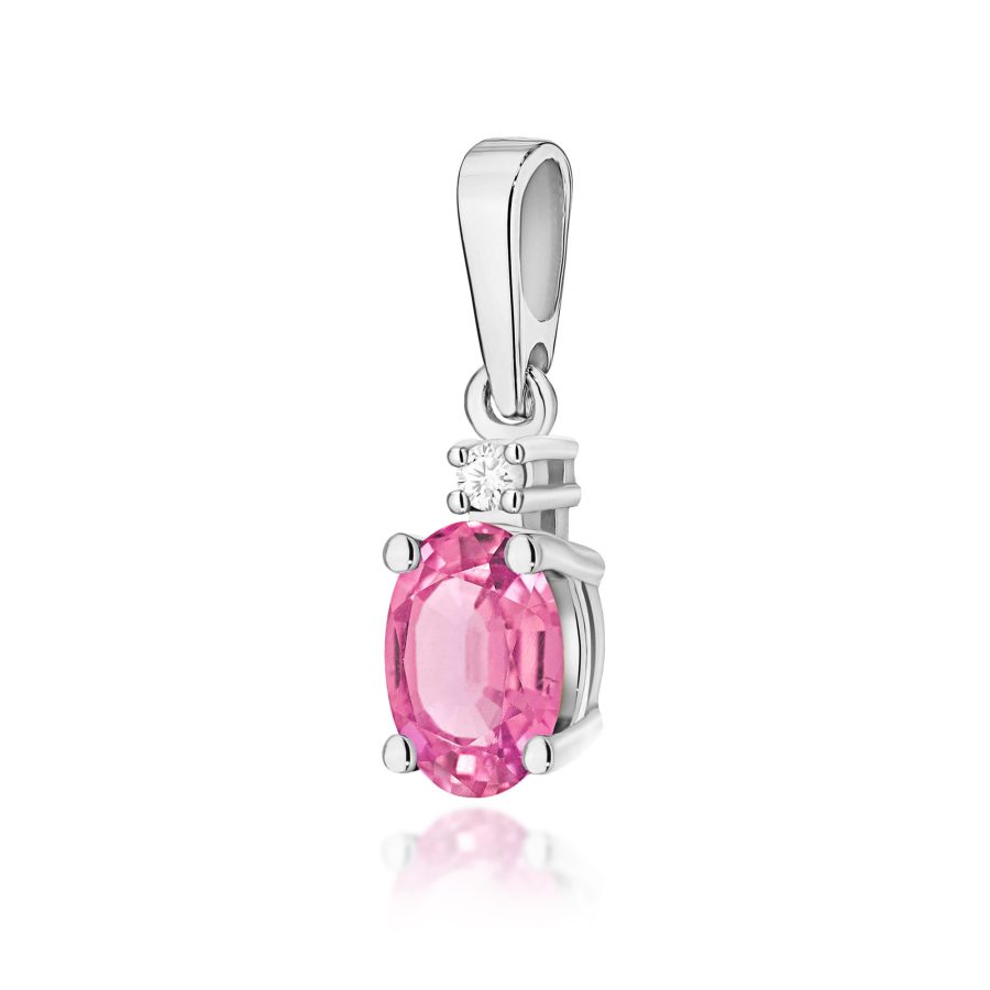 Zawieszka z kamieniem topaz różowy 0,50 ct Z0001 – białe złoto próby 585 – widok produktu 1