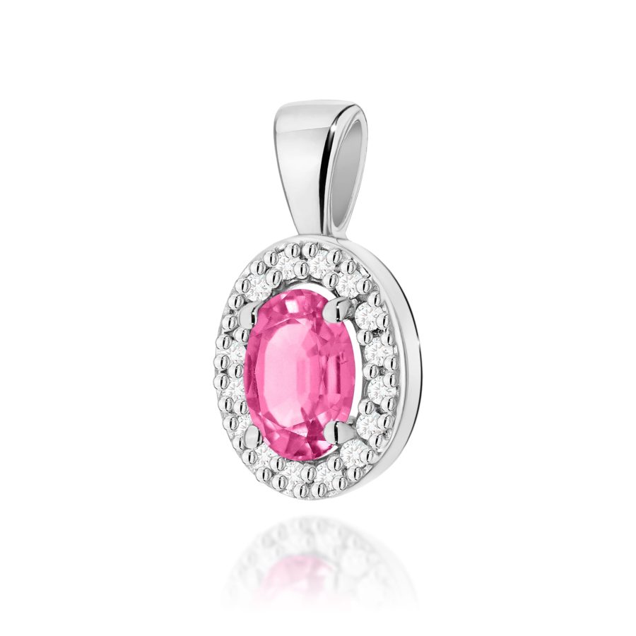 Zawieszka z kamieniem topaz różowy 0,50 ct Z0574 – białe złoto próby 585 – widok produktu 1
