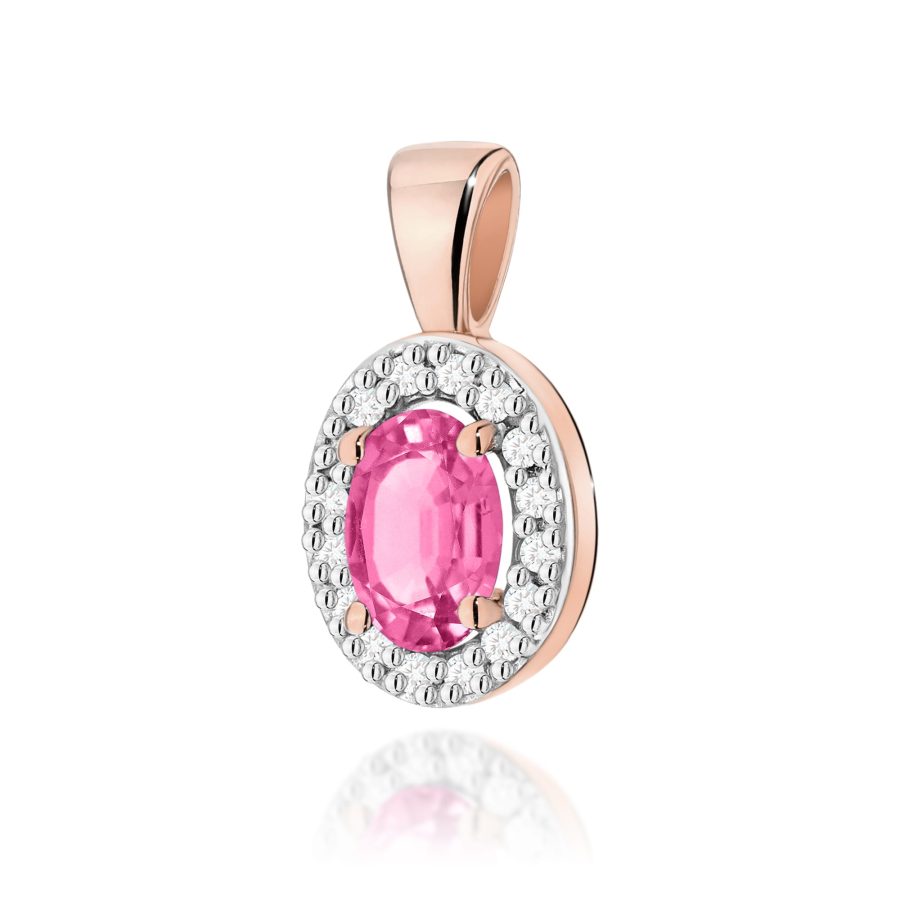 Zawieszka z kamieniem topaz różowy 0,50 ct Z0574 – różowe złoto próby 585 – widok produktu 1