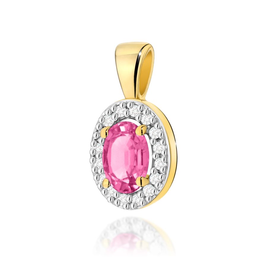 Zawieszka z kamieniem topaz różowy 0,50 ct Z0574 – żółte złoto próby 585 – widok produktu 1