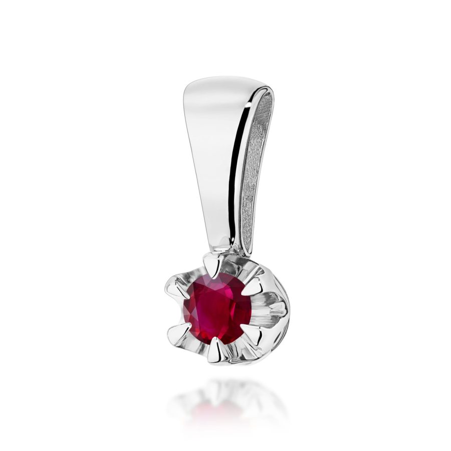 Zawieszka z rubinem 0,15 ct Z0032 – białe złoto próby 585 – widok produktu 1