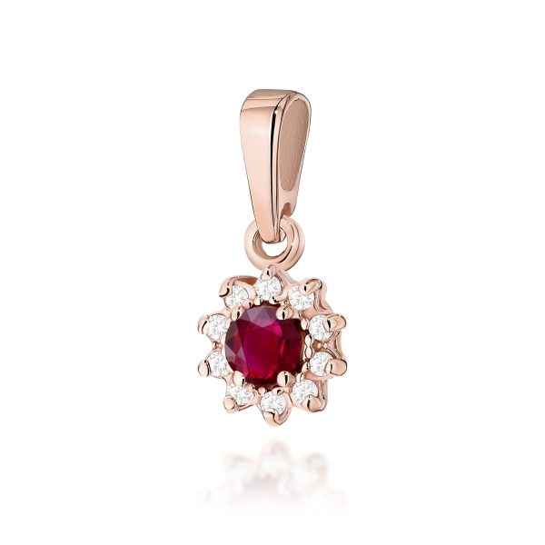 Zawieszka z rubinem 0,15 ct Z0185 – różowe złoto próby 585 – widok produktu 1