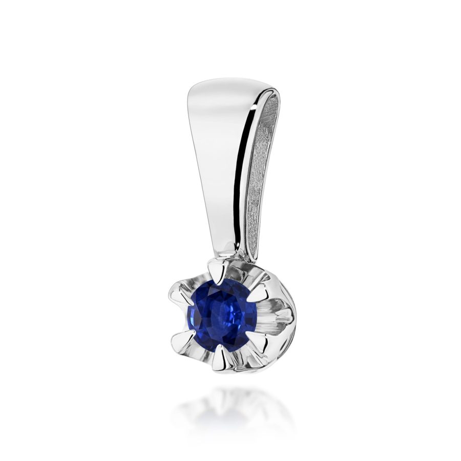 Zawieszka z szafirem 0,15 ct Z0032 – białe złoto próby 585 – widok produktu 1